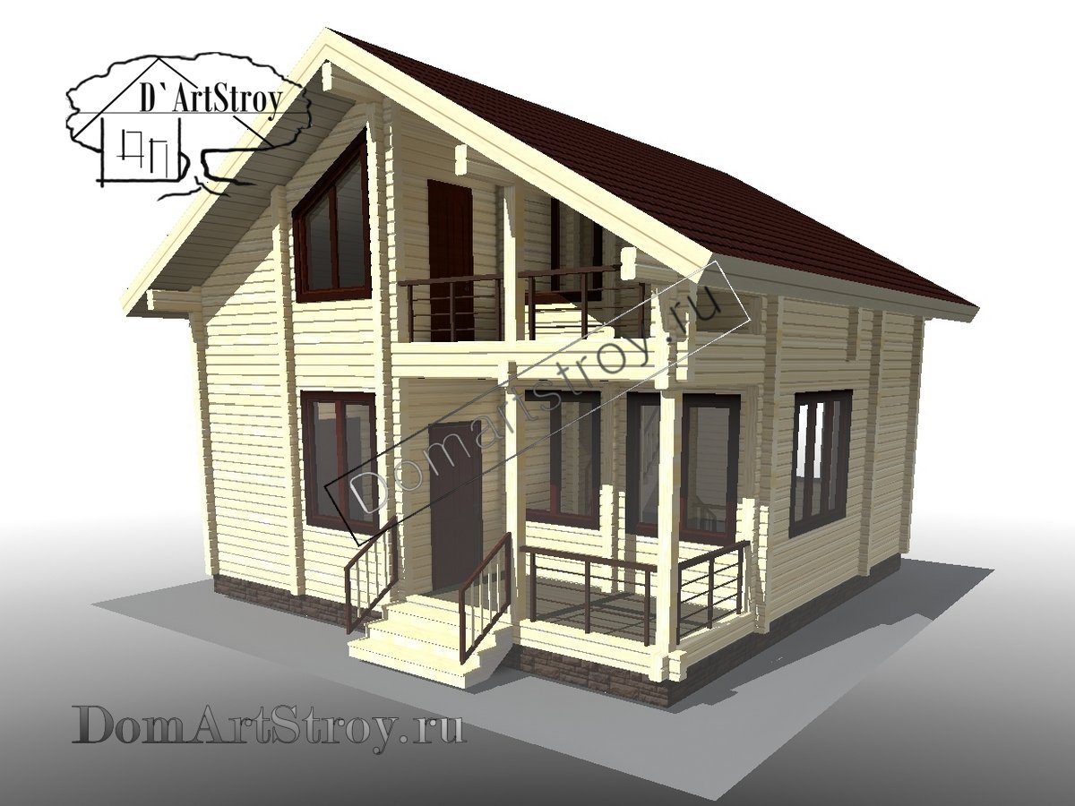 картинка Проект деревянного дома Agata 100 м.кв. из бруса или бревна