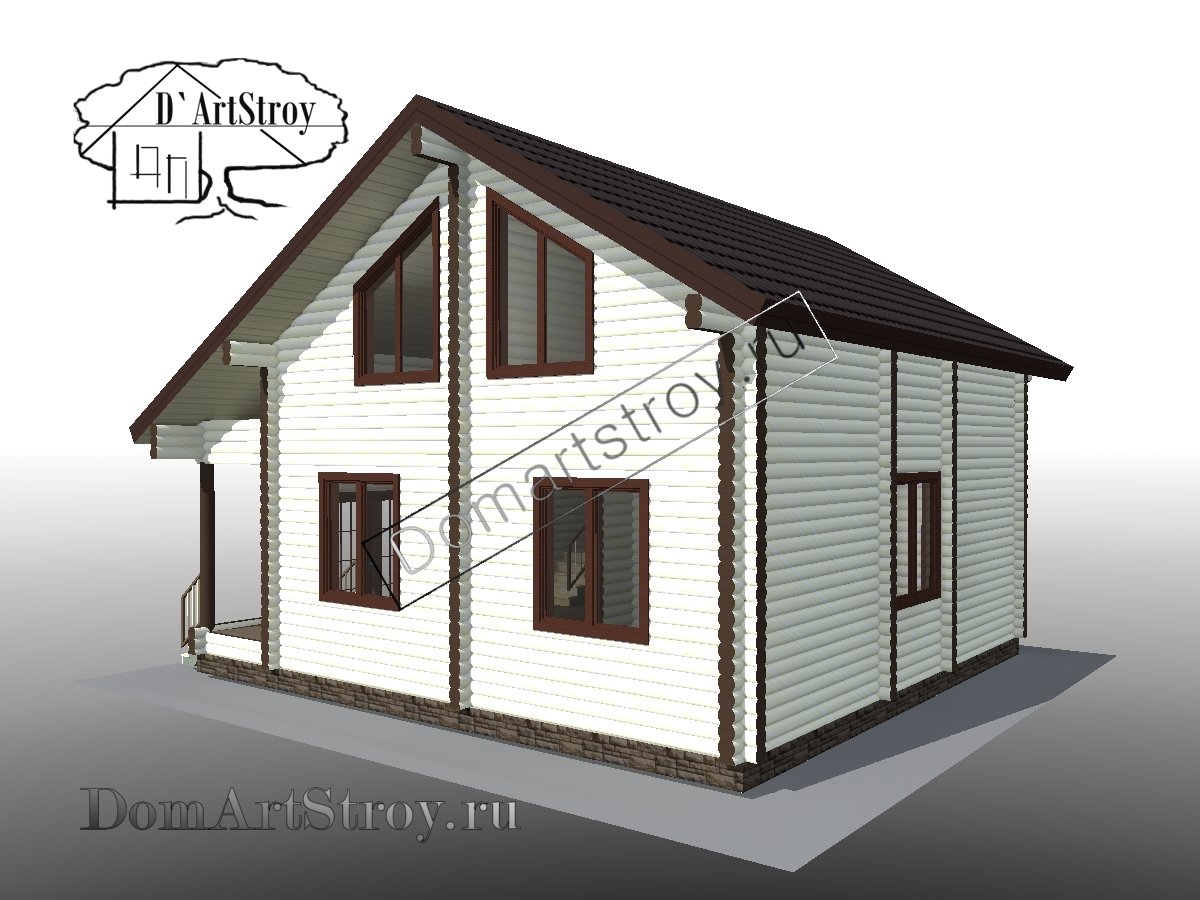 картинка Проект деревянного дома Beatrice 124 м.кв. из оцилиндрованного бревна или бруса