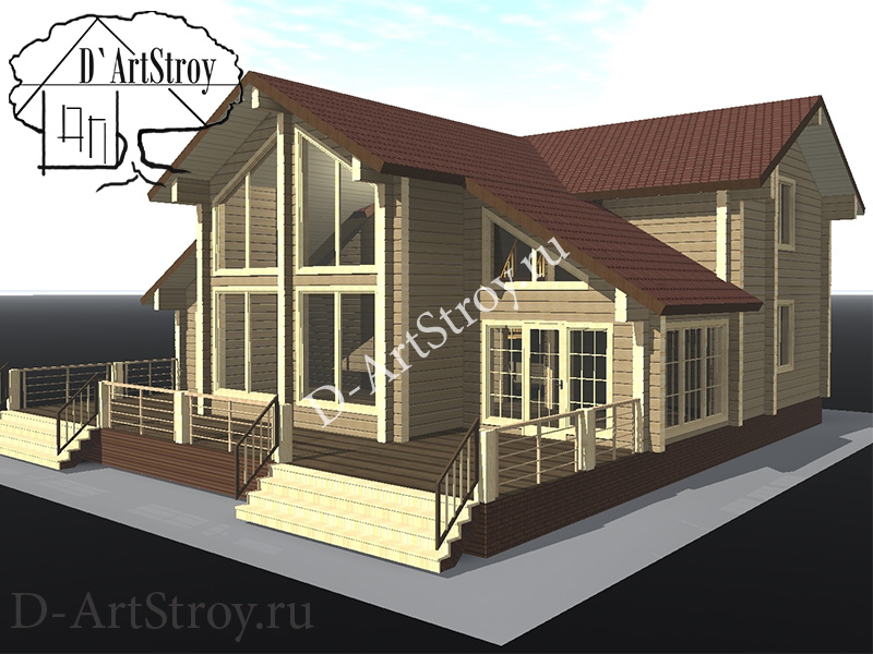 картинка Проект деревянного дома Gvinett из профилированного бруса